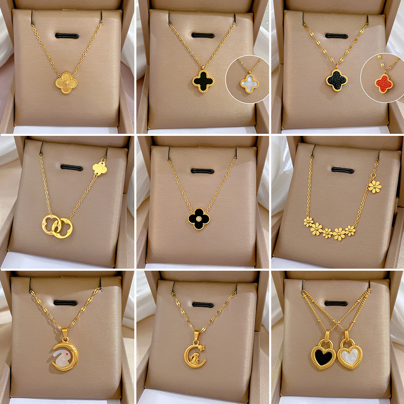 【 All-titanium Steel 】 Real gold electroplating inside the furnace for color retention, very cold necklace, female Instagram influencer collarbone chain accessory details Picture
