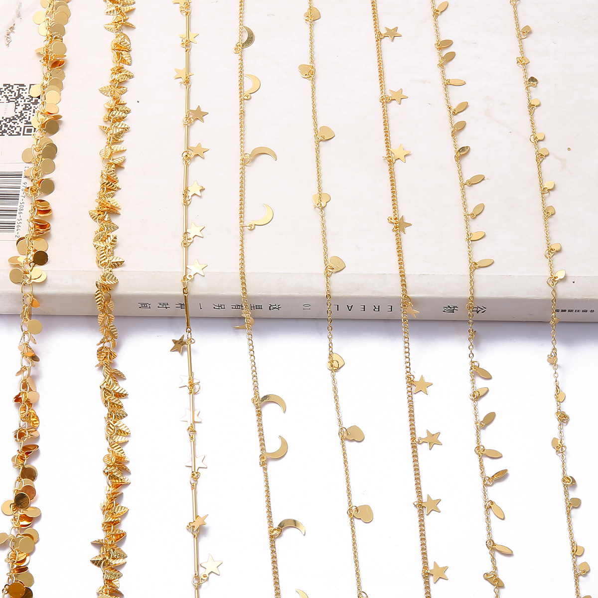 Color Preservation 18K Gold Embossed Bracelet Necklace Collarbone Chain Extension Chain Tail Chain Handmade Diy Material Accessories details Picture