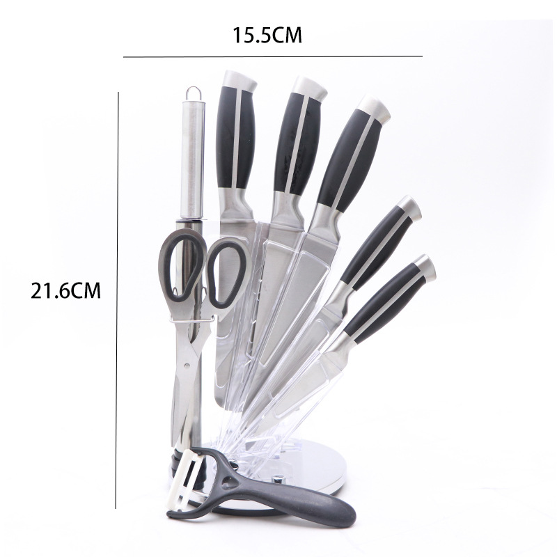 Hollow Horseshoe Handle Kitchen 9-Piece All-Steel Household Combination Knife Gift Set Bone Knife Simple Kitchenware details Picture