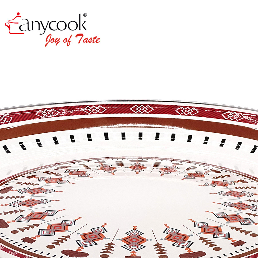 Anycook Enamel Tray Restaurant Utensils Ethnic Feng Shui Fruit Plate Tea Plate Barbecue Plate Gold Plate Gold Knife And Fork Prepared Dish details Picture