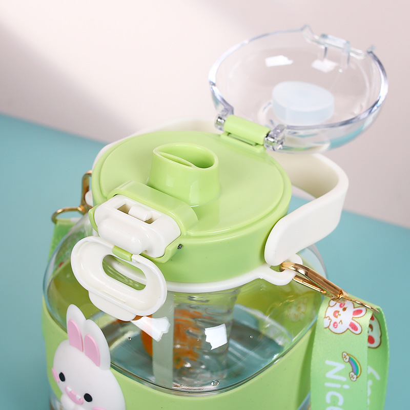 Cartoon dolls, cute plastic water cups, summer children's big-bellied cups, straw cups, outdoor sports water bottles, ton-ton buckets, summer Specification image