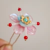 Ancient-style Hanfu headwear decorated with U-shaped small hairpins for fresh hair cover, traditional Chinese-style flower hairpins, and walking and swaying cheongsam hair accessories Application Scenario