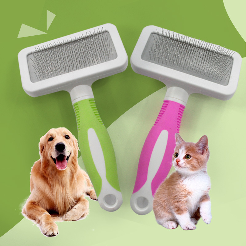 Pet comb, dog hair brush, stainless steel round head, white airbag needle comb, dog split comb details Picture