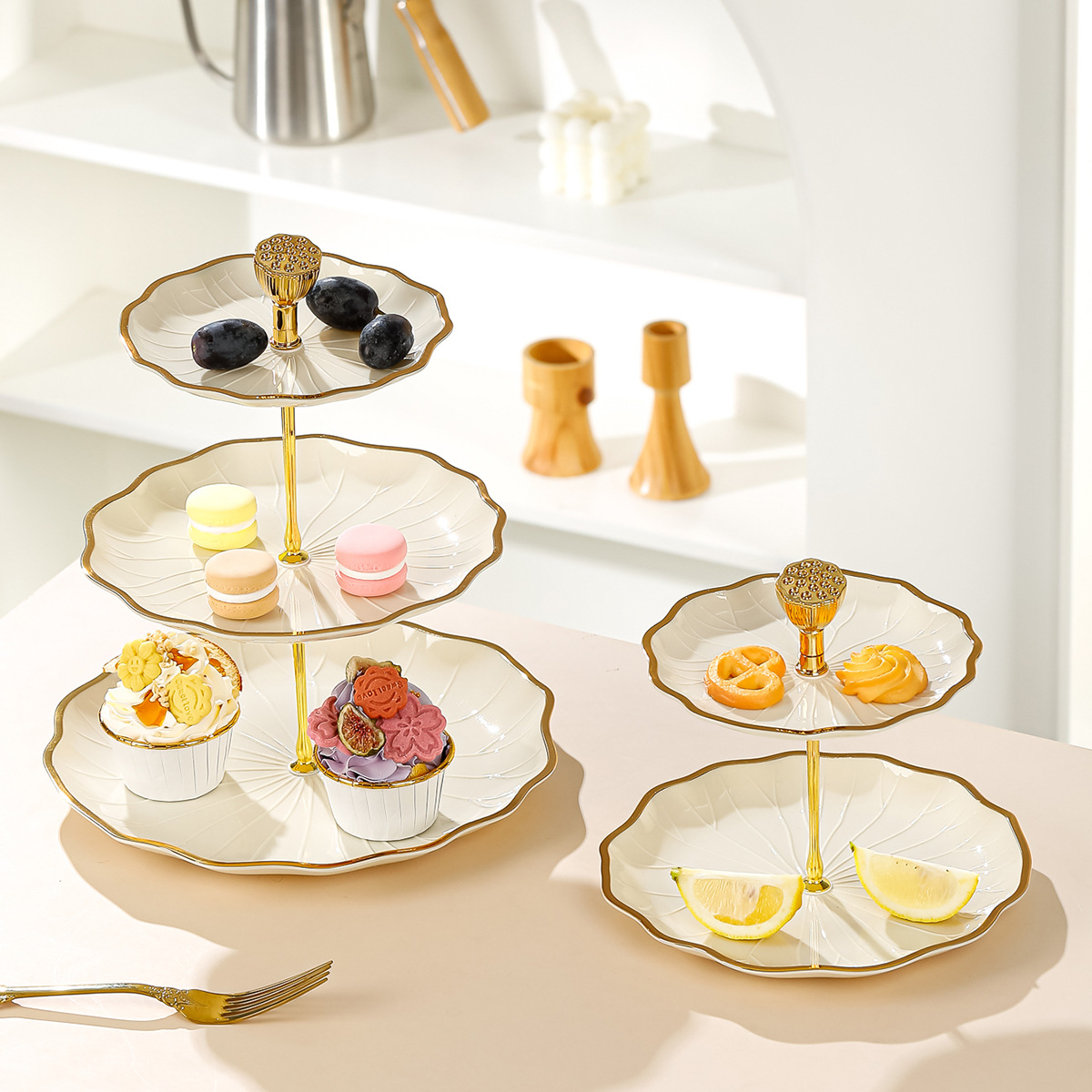 Light Luxury High-End Fruit Tray Home Living Room Table Decoration Front Desk Candy Tray Multi-Layer Fruit Tray Placed Snack Tray