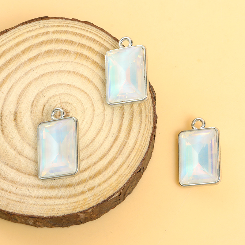 摩卡长方形玻璃水晶合金吊坠 马卡龙DIY饰品配件项链耳饰手链挂件详情13