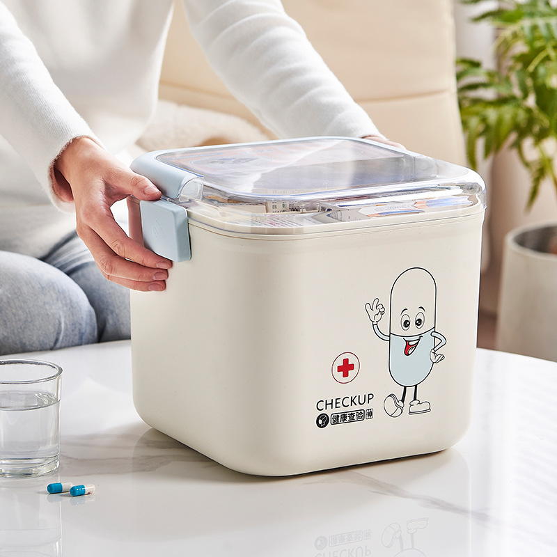 Songtai Transparent Medicine Box Large Capacity Multi-Layer Medicine Box Household Medicine Storage Box Medicine Storage Box Storage Box