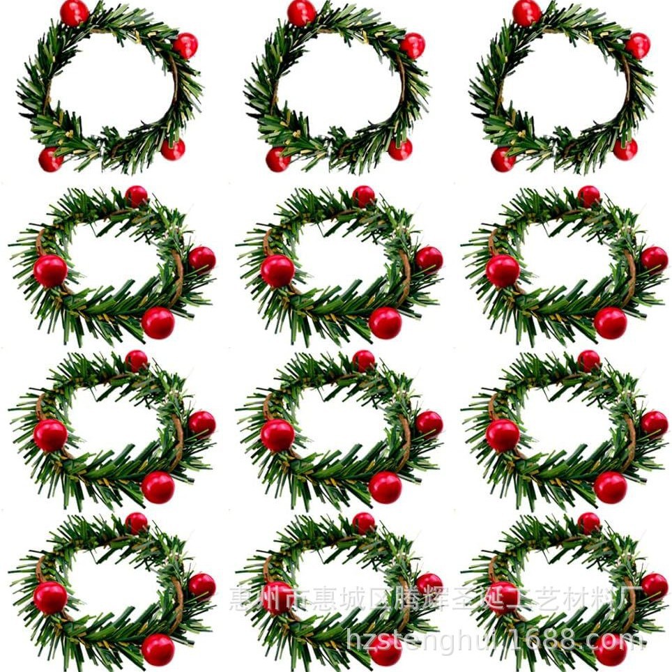 Christmas decoration: Red fruit PVC pine needle napkin ring, Amazon cross-border hotel and home napkin buckle, Christmas wreath
