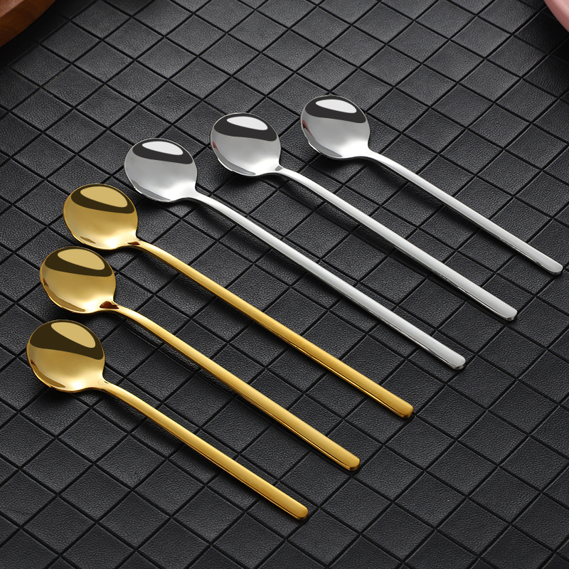 Cute Little Spoon Stainless Steel High Appearance Level Gold Coffee Spoon Mixing Spoon Dessert Spoon Ice Cream Spoon Long Handle Ice Spoon Specification drawing
