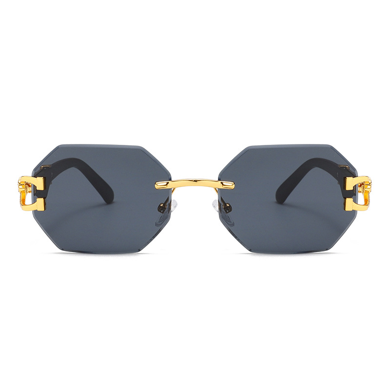 New fashionable and retro wood-grain leopard temple sunglasses for men's square frame casual street style cheetah decorative sunglasses Item Picture