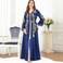 3299muslim中东女装阿拉伯服饰新款V领跨境长袖欧美外贸连衣裙图