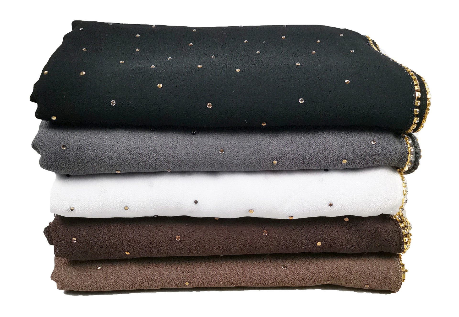70*180Cm Summer Chiffon Hijab Scarf Beaded Headscarf Pearl Item Picture
