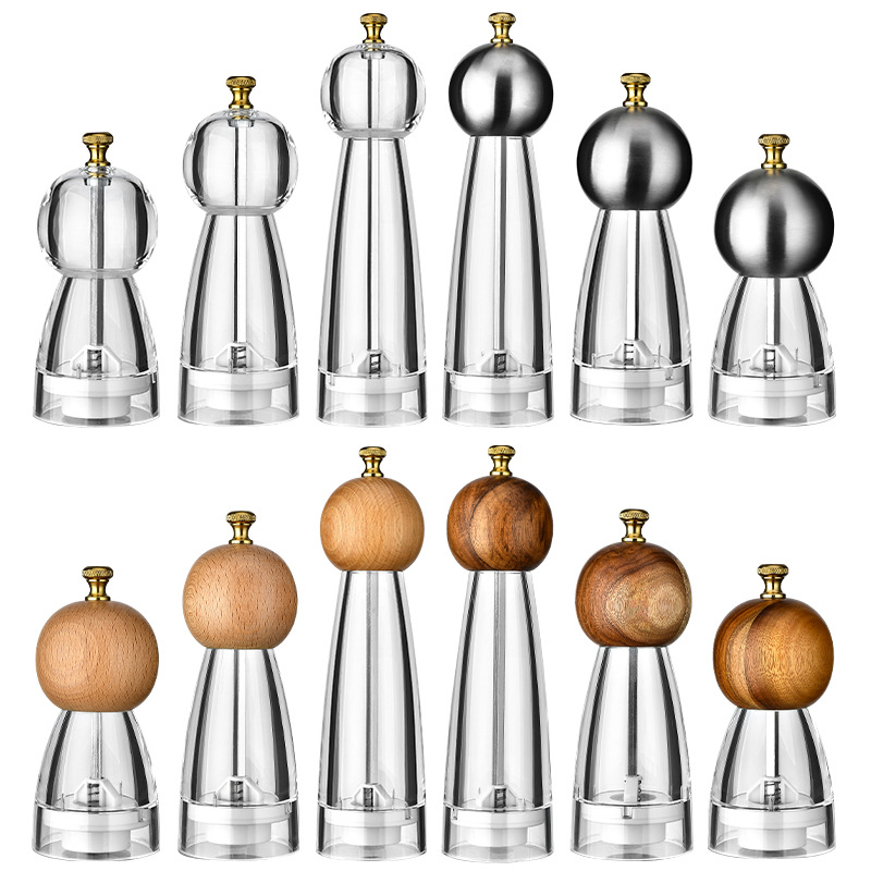 Rui Ming Stock 3 Size Acrylic Grinder Ceramic Core Pepper Sea Salt Grinder Kitchen Tools Item Picture