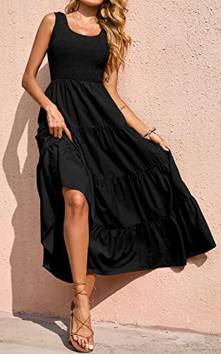 2023 Amazon Bestseller for cross-border women's Clothing from Europe and America: Vest dress, pleated and spliced sleeveless dress with a large swing details Picture