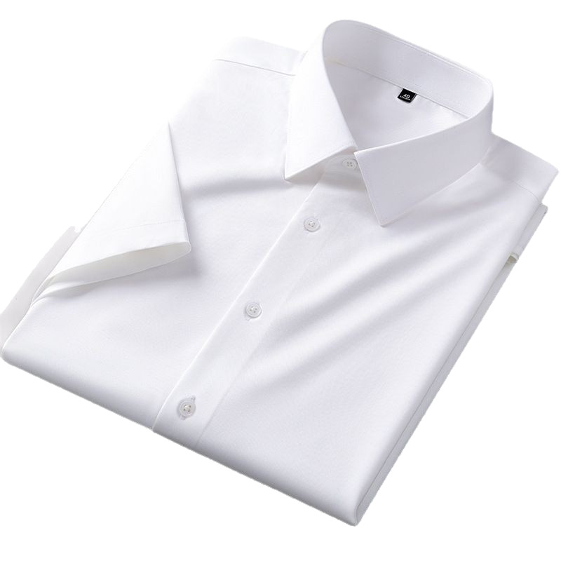 2026 Summer New short-sleeved mulberry silk no-iron shirt Men's Modal business stretch inch shirt solid color shirt Item Picture