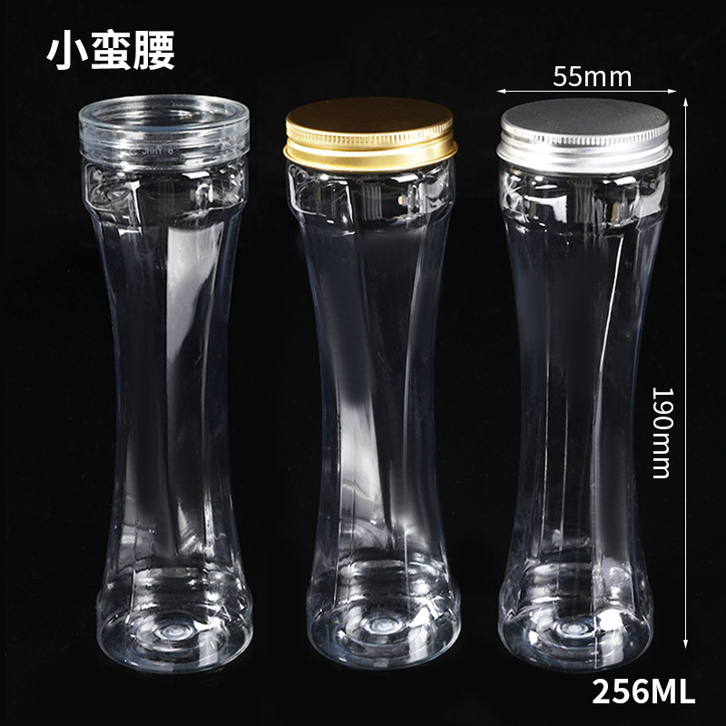 55*190 Small Waist Disposable Plastic Packaging Cans Net Red Beverage Milk Tea Cup With Lid Transparent Packaging Cans Wholesale Item Picture