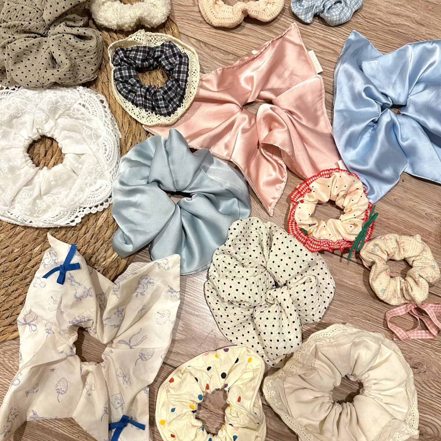 女森系布艺大肠发圈发绳头饰高弹扎头发饰后脑勺盘发头绳韩国发圈