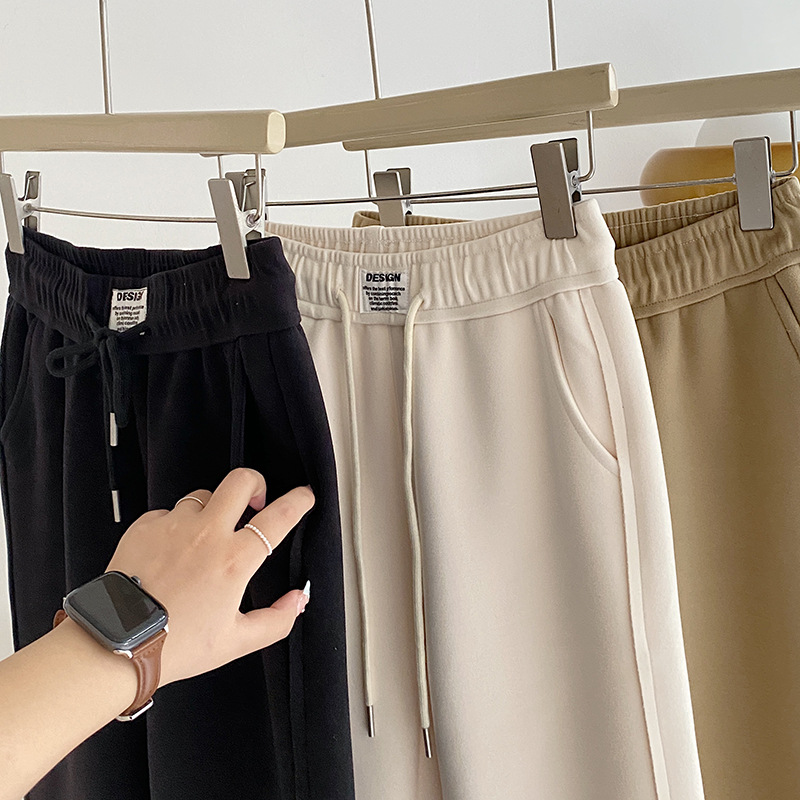 Autumn and winter nano-fleece level 7 windproof pants, moisture-absorbing, quick-drying, versatile, slimming, thickened, warm, casual, Harun high-waisted sweatpants details Picture