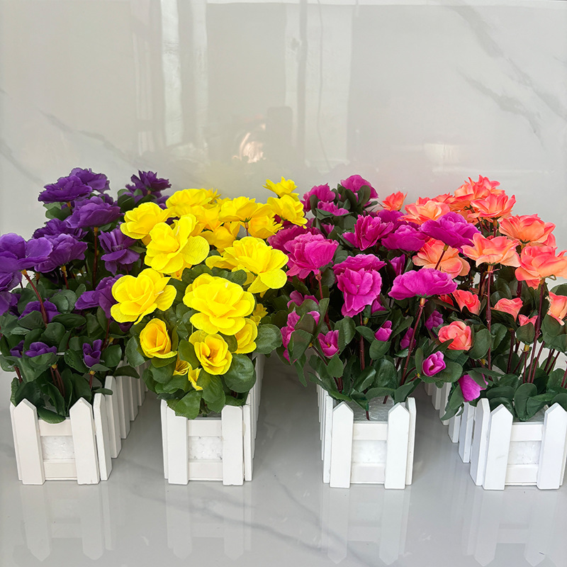 Artificial rhododendron green plant artificial flower ornaments, indoor widened fence artificial flower set, corner dining room backdrop Application Scenario