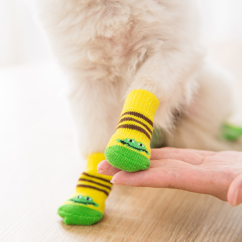 宠物袜子 优质防滑底小狗狗袜子狗脚套泰迪犬贵宾犬棉袜用品4只装详情图3