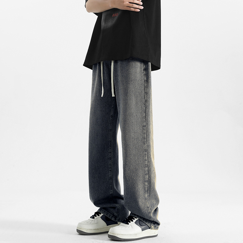 Starry sky print straight-leg jeans for men's summer 2025 new style, thin American high street loose wide-leg pants, casual long pants Specification image