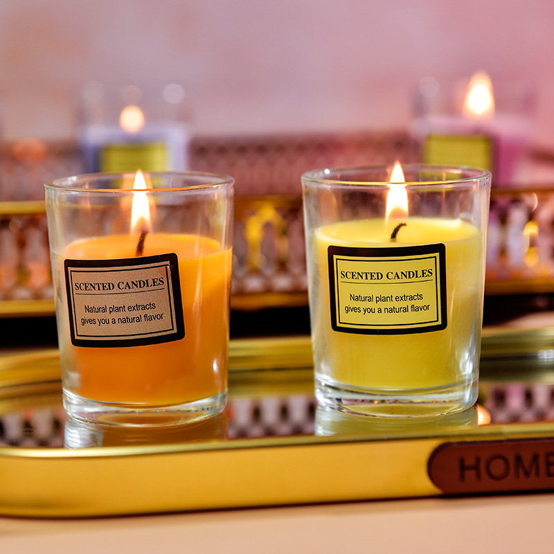 Scented candle glass cup, soy wax scented plant essential oil birthday wax candle cup Item Picture