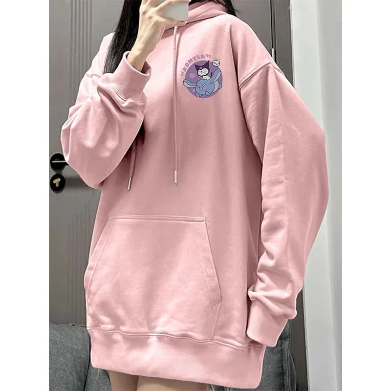 Cross-border foreign trade Japanese style autumn and winter new cartoon letter Kuromi hooded sweatshirt women's loose pocket casual wholesale details Picture