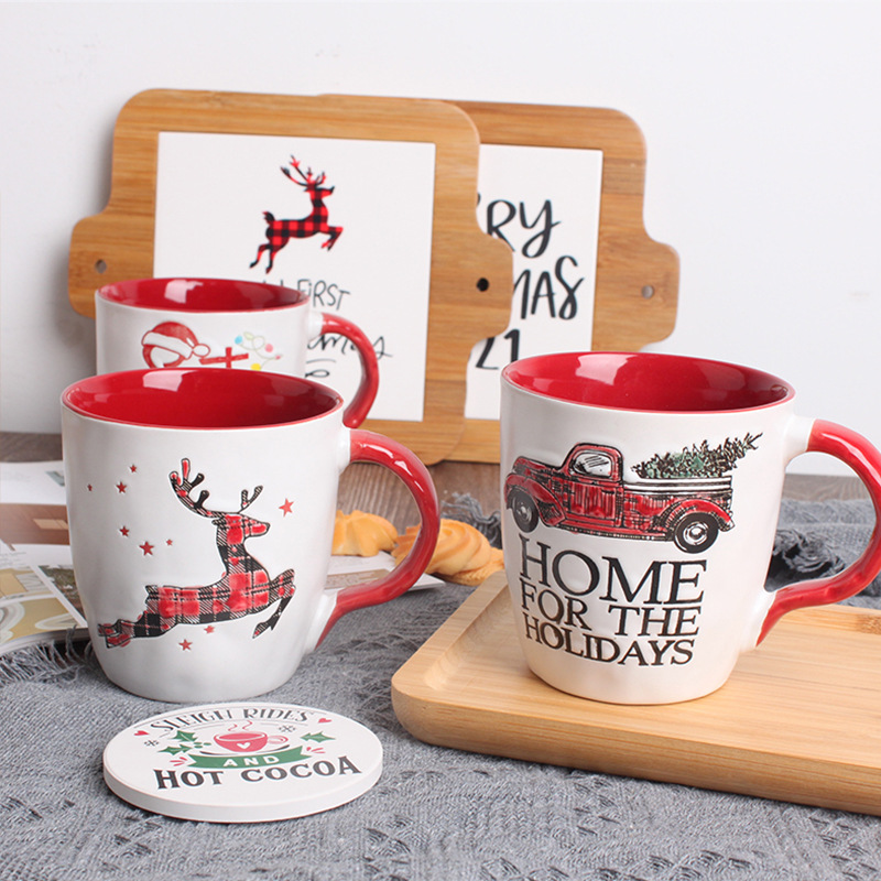 European-Style Ins Elk Mug Alphabet Coffee Mug Creative Breakfast Teacup Business Office Men And Women's Room Ceramic Cup Application Scenario