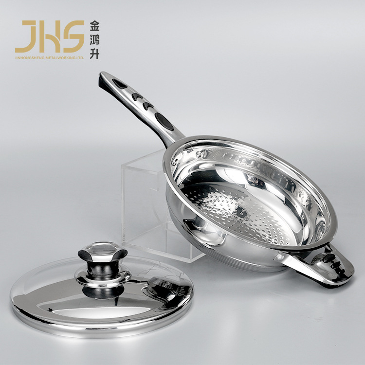 Stainless steel soup pot, 16-piece set for cross-border trade, kitchen steel lid steamer, milk pot, frying pot and cookware Specification image