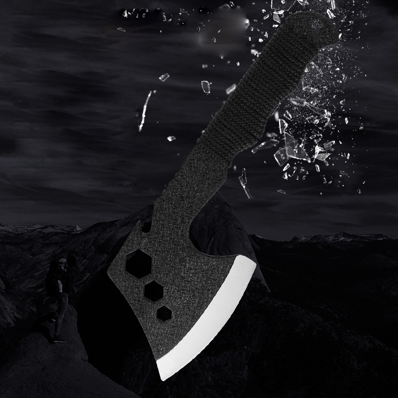 Multi-purpose outdoor woodworking axe, camping stainless steel waist axe, tactical axe for splitting firewood, survival axe for opening mountains and felling trees