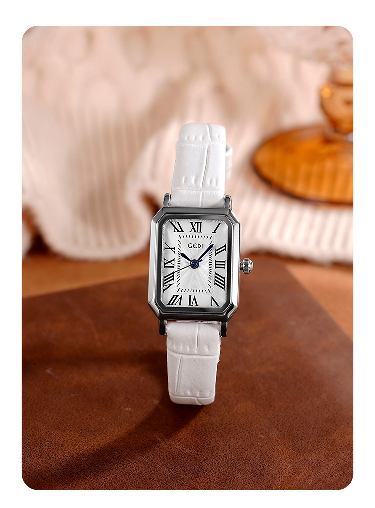 歌迪经典款复古小方简约高级学生款真皮腕表手表女士精致百搭详情12
