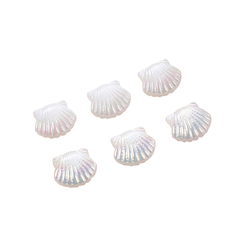 Series of dazzling pearl bright color shell straight hole ABS simulation pearl bracelets, necklaces, earrings diy loose beads Item Picture