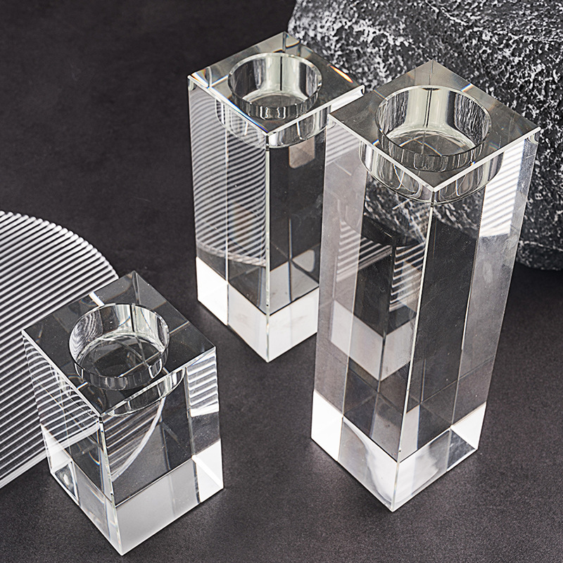 Crystal Candlestick European High-End Candlelight Dinner Candlestick Romantic Simple Modern Crystal Crafts Household Items Specification drawing