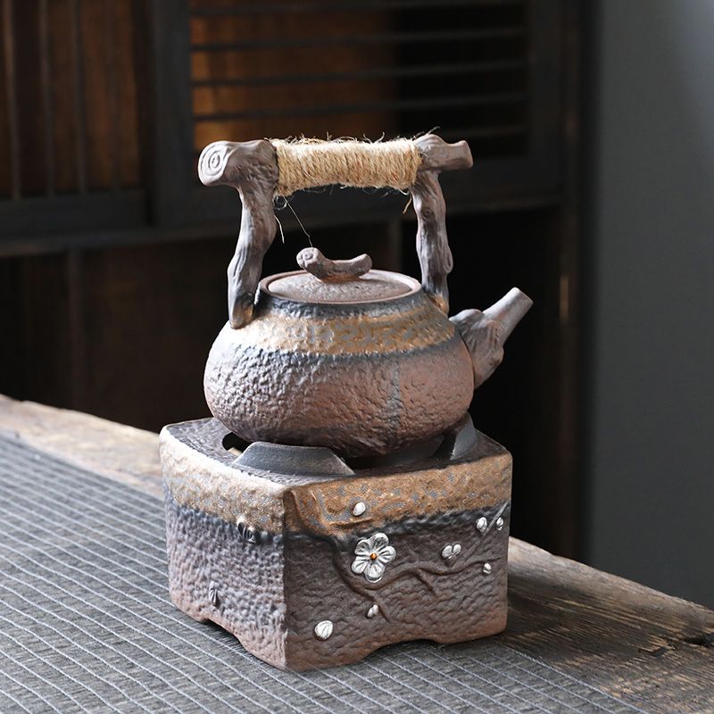 Japanese-style coarse earthenware wine brewer, home vintage wine warming, brewing white wine, strong wine, yellow wine, candle heating, kung fu tea set, plum blossom Specification image