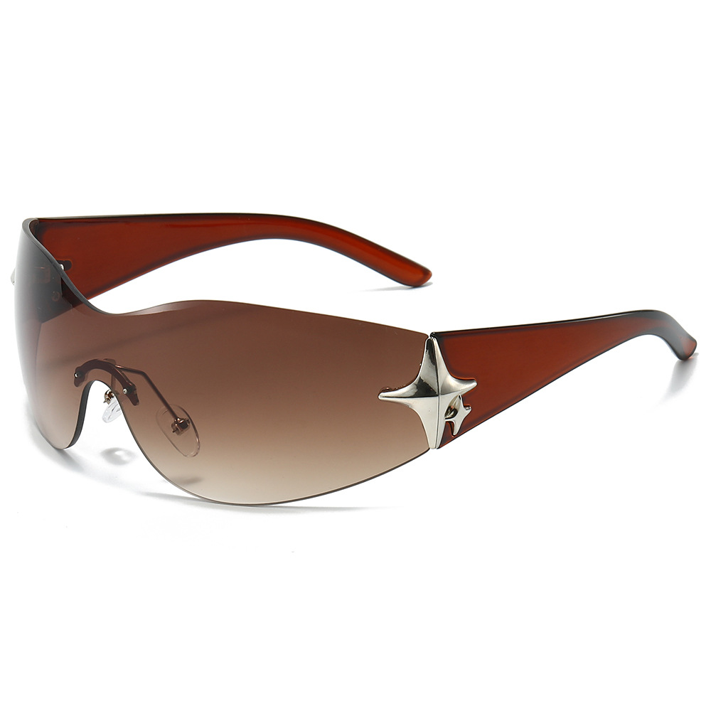 2024 Cross-border new all-in-one star sunglasses, European and American style, Y2K fashion four-pointed star one-piece sunglasses for women Item Picture