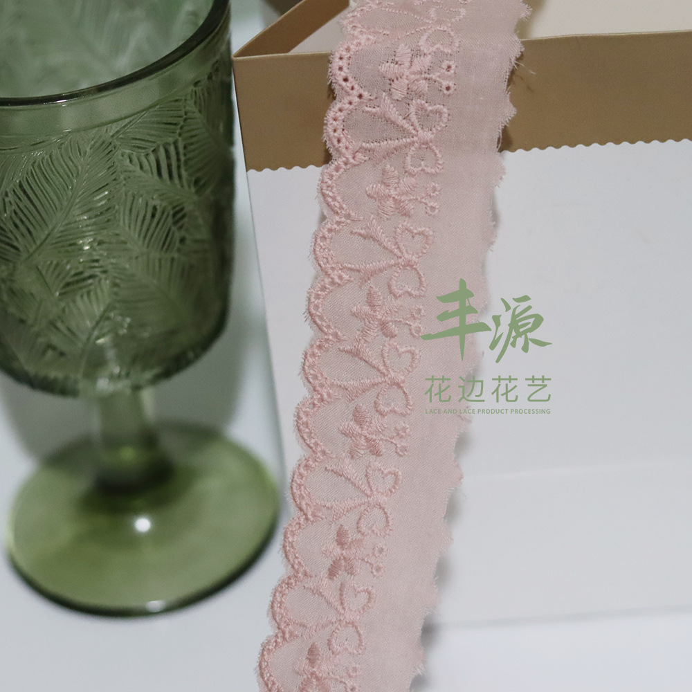 Bow Lace Pink Lace Accessories Lace Love Lace All Cotton Embroidery Lace Children's Wear Specification drawing