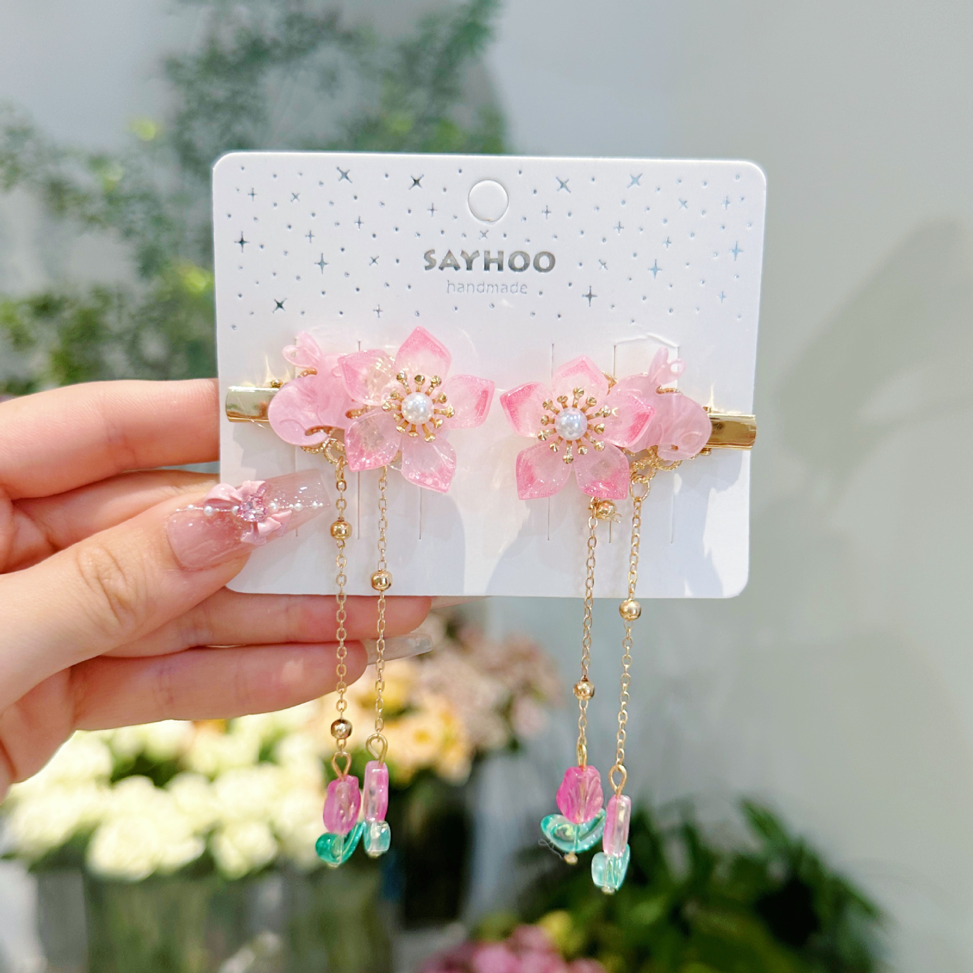 Children's Hairpin New Antique Flower Butterfly Pearl Fringe Chinese Style Glass To Clip Girls Hanfu Headwear details Picture
