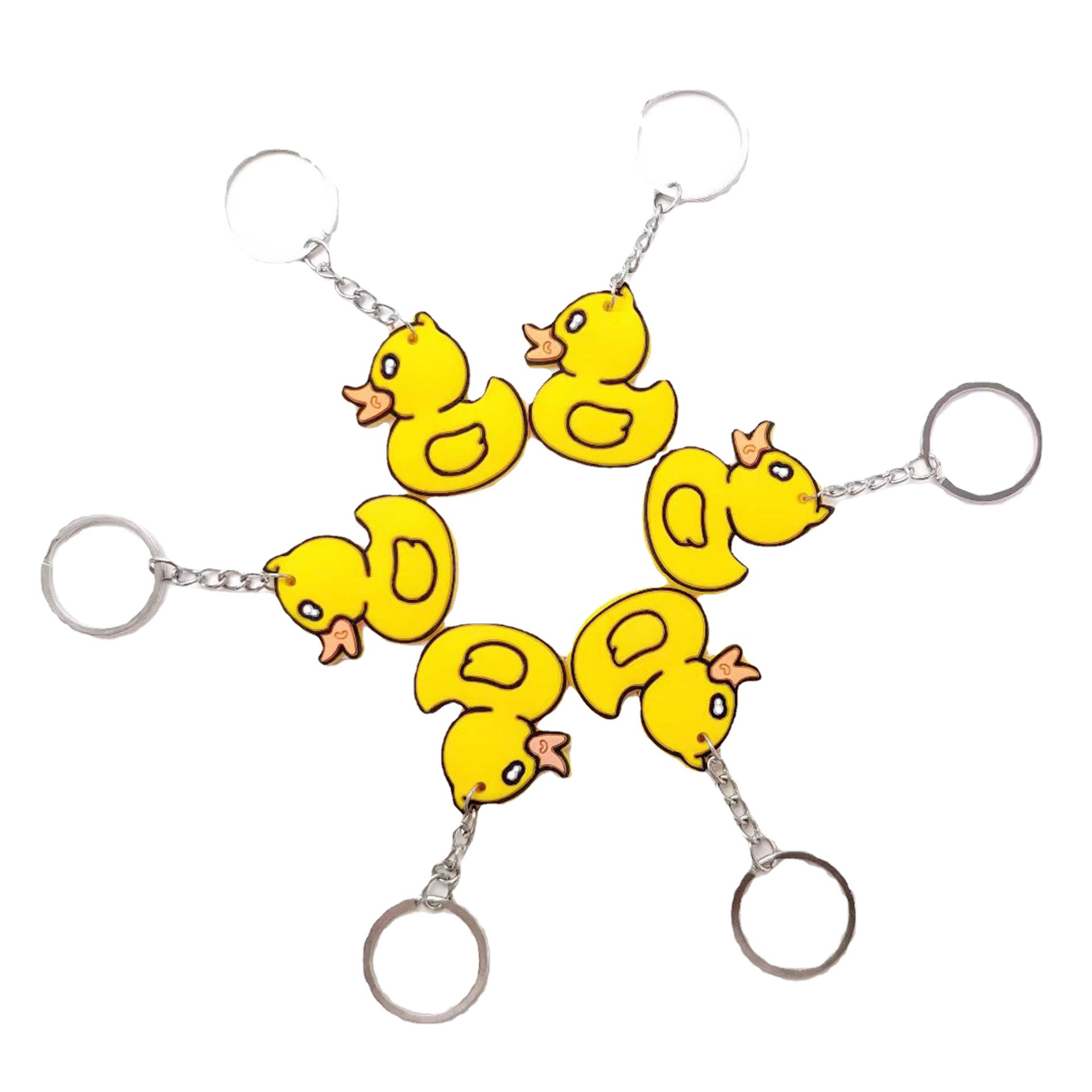 Wholesale cartoon PVC soft rubber little yellow duck keychains, personalized pendants, small gifts and cute accessories Item Picture