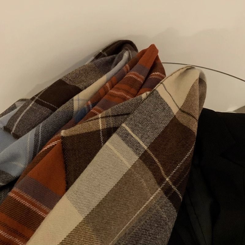 2024 nueva bufanda mujer otoño invierno versión coreana versátil sistema de día cuadros color khaki caliente plaid cuello premium sentido Application Scenario