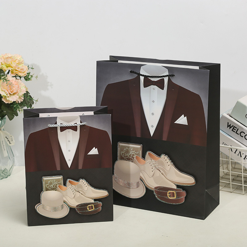 Men's suit 3D patch powder gift bag, handbag, paper bag, birthday return gift, souvenir gift packaging bag, South America