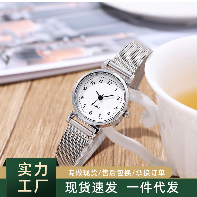 跨境简约气质手表 女 数字刻度学生考试专用石英皮带女士手表批发
