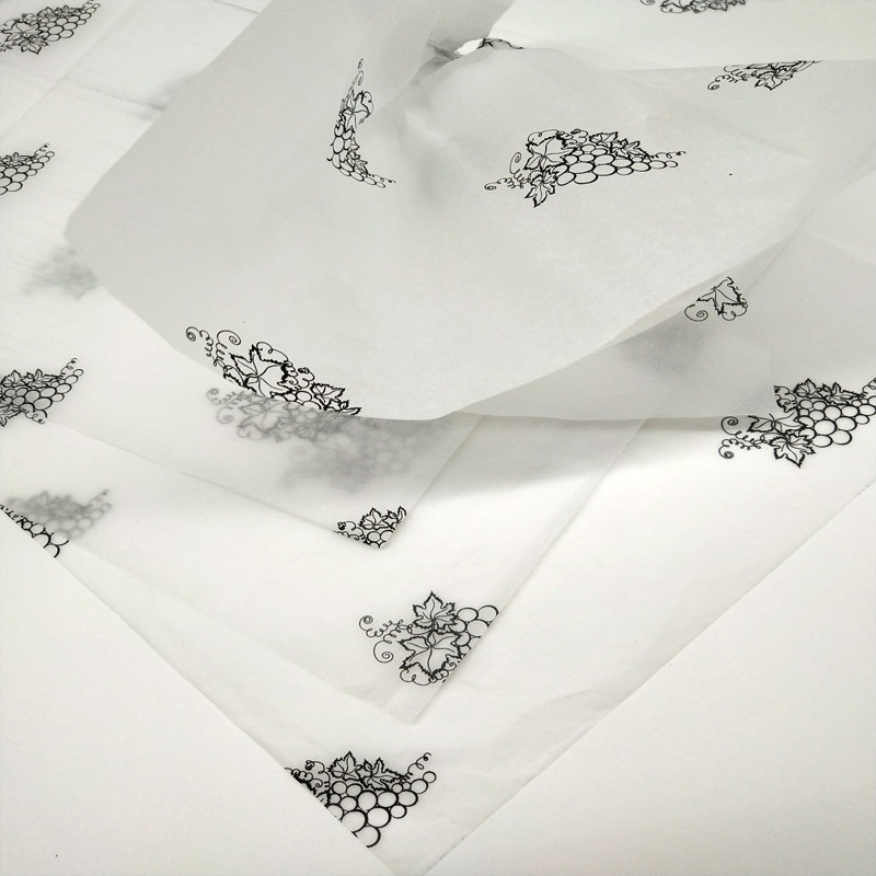 水果保鲜防潮纸葡萄酒裹纸半透明薄页纸黑色图案印刷17克雪纸