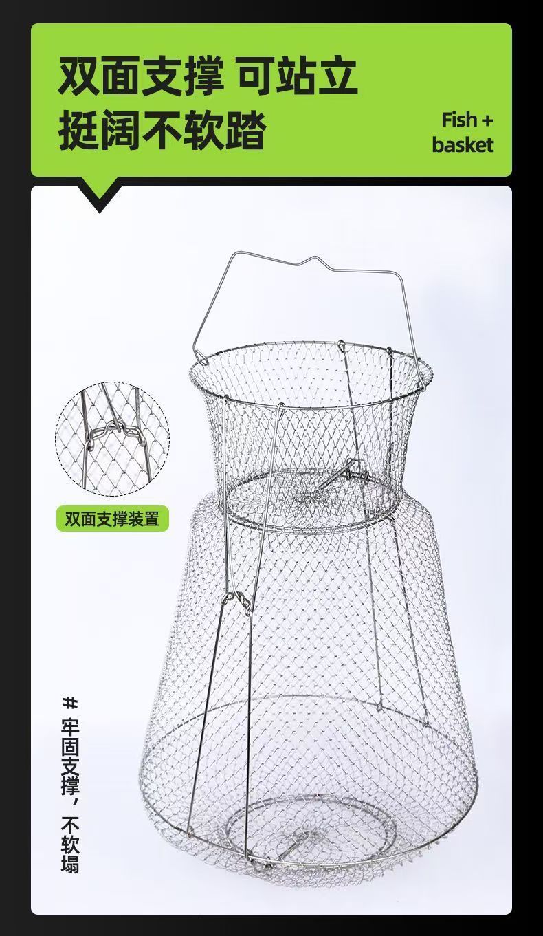 Folding steel wire fish protection cage, fishing net, folding steel wire fish protection basket, net bag, iron fish protection crab fish basket pic 11