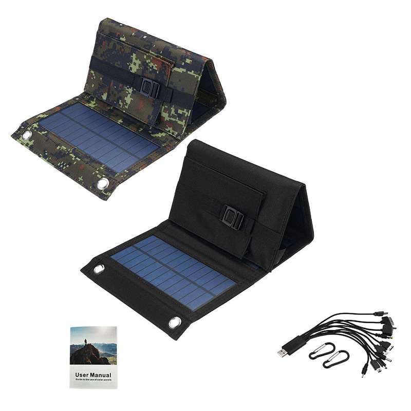 跨境工厂10W单晶硅太阳能板折叠便携户外小型光伏太阳能USB充电板详情图3