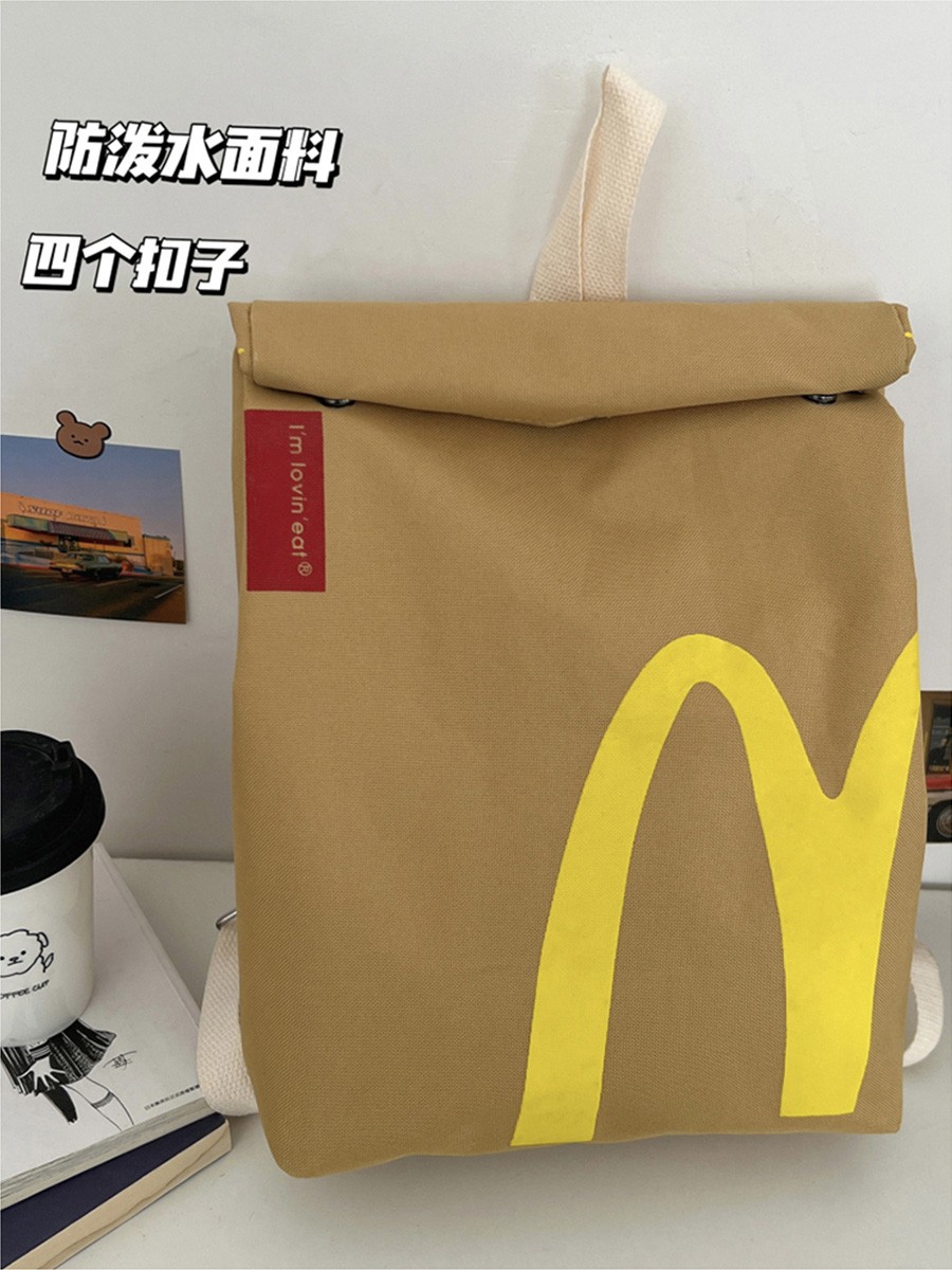 The new popular bags are McDonald's large-capacity backpacks, casual backpacks, hamburger paper bags, and student class bags Application Scenario