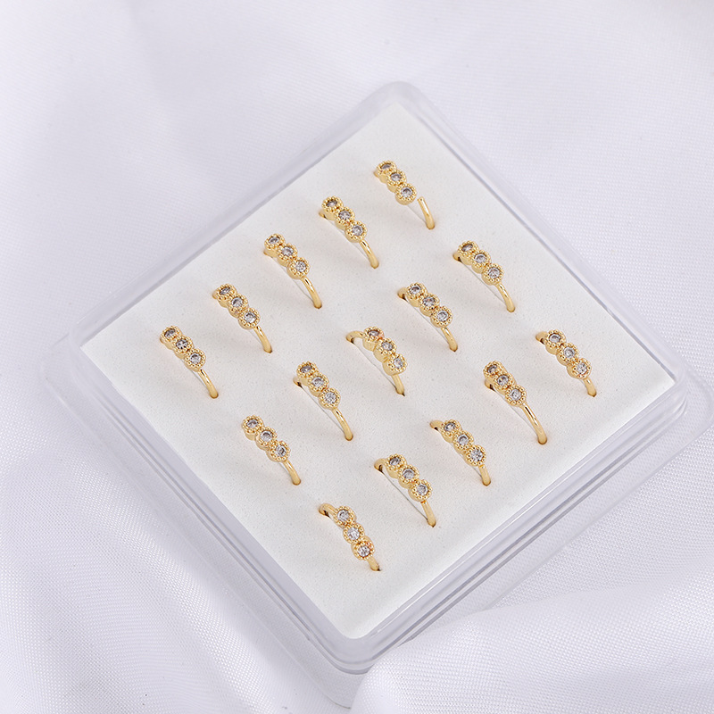 New White Stone Nose Ring Decoration Fashion Diamond-Encrusted Metal Piercing Piercing Adornment Small Simple Net Red Tide Matching Jewelry Accessories details Picture