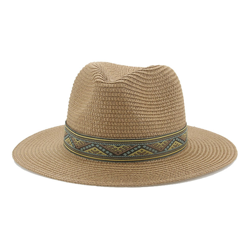 Available 8Cm Paper Woven Straw Hat Korean Version Woven Beach Hat With Streamers Fashion Summer Men's Top Hat Western Cowboy