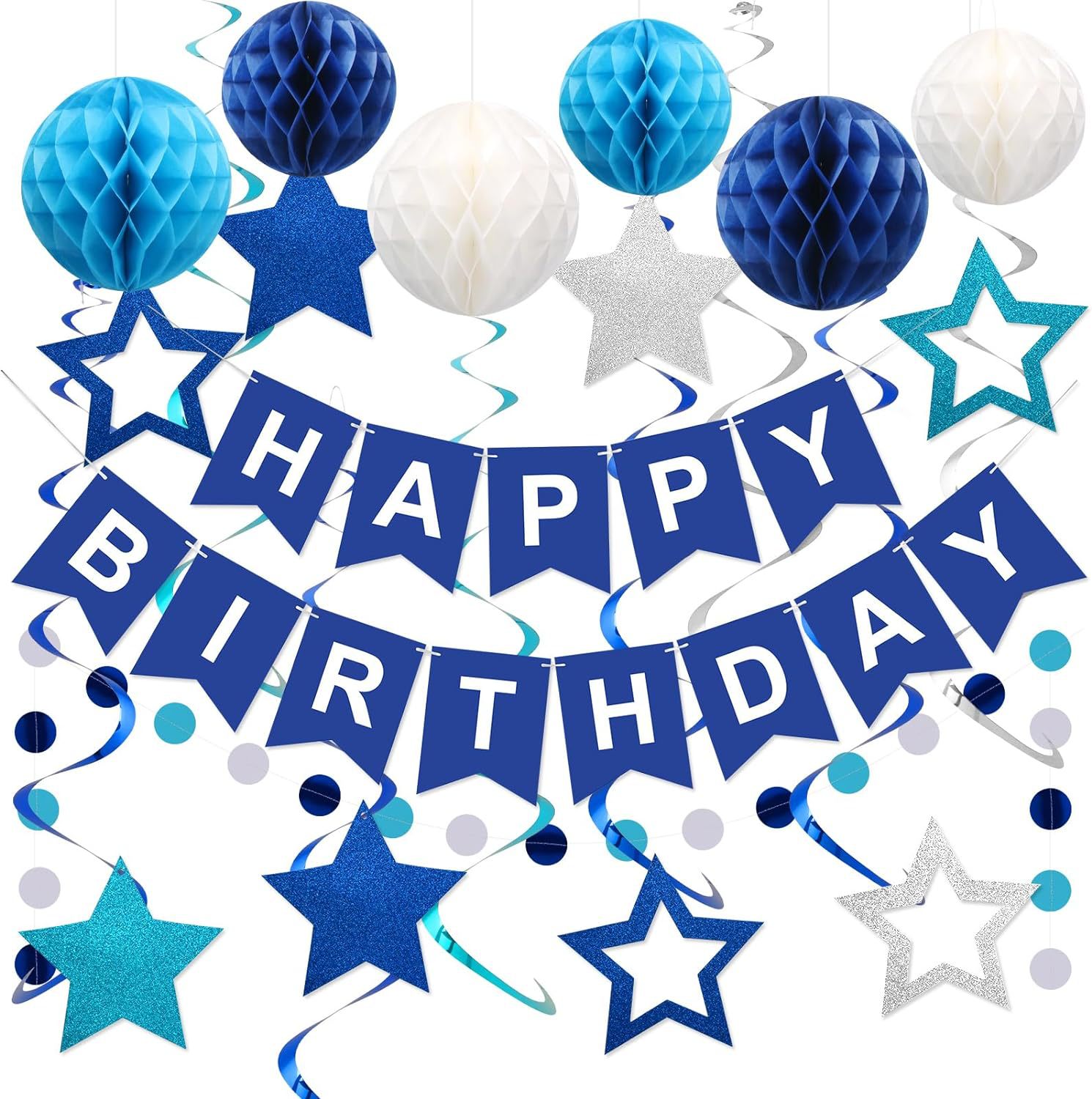 Birthday party decoration for boys and girls: Happy Birthday Party Honeycomb ball spiral Pendant decoration items details Picture