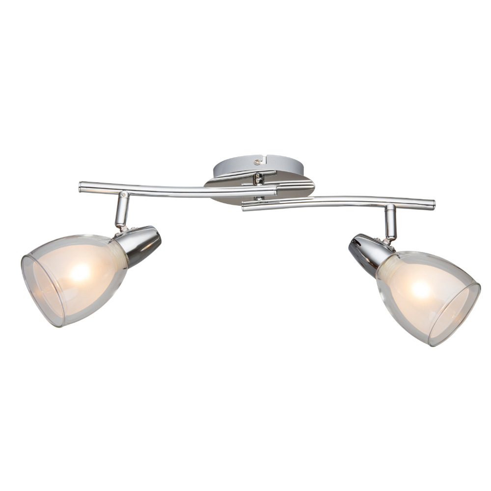 European standard 1-head spotlight, glass lampshade, GU10 lamp head, ceiling lamp, chrome stainless steel panel, hardware, living room ceiling details Picture