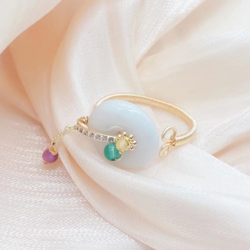 Jz028029 Breeze Summer Jade Peace Buckle Ring Light Luxury Small Female Senior Sense New Design Hand Jewelry Specification drawing