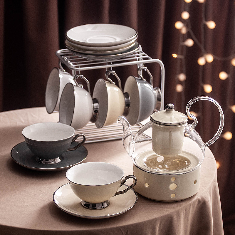 A3L Light luxury Pyrex Flower teapot Herbal tea set Fruit teapot set Afternoon tea teapot teacup home full figure